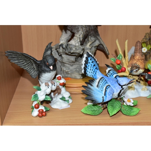 375 - A COLLECTION OF MAINLY PORCELAIN BIRD ORNAMENTS,  to include Lenox Hummingbird, and European Robin  ... 