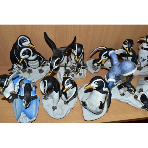 385 - A COLLECTION OF FRANKLIN MINT PENGUIN FIGURES, by H Emblem, comprising Whoops!, Which Way?, Wuv, Who... 