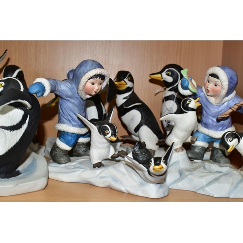 385 - A COLLECTION OF FRANKLIN MINT PENGUIN FIGURES, by H Emblem, comprising Whoops!, Which Way?, Wuv, Who... 