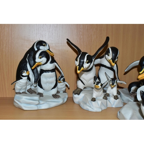 385 - A COLLECTION OF FRANKLIN MINT PENGUIN FIGURES, by H Emblem, comprising Whoops!, Which Way?, Wuv, Who... 