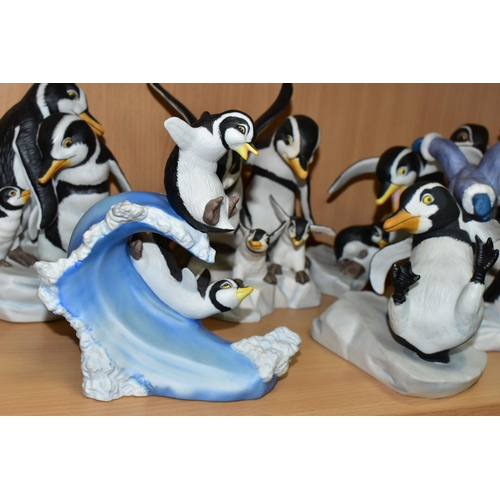 385 - A COLLECTION OF FRANKLIN MINT PENGUIN FIGURES, by H Emblem, comprising Whoops!, Which Way?, Wuv, Who... 