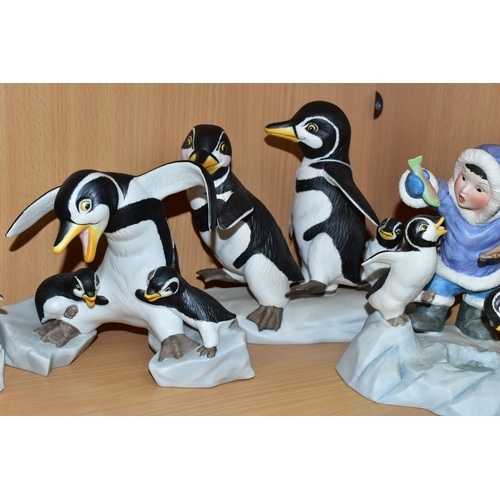 385 - A COLLECTION OF FRANKLIN MINT PENGUIN FIGURES, by H Emblem, comprising Whoops!, Which Way?, Wuv, Who... 