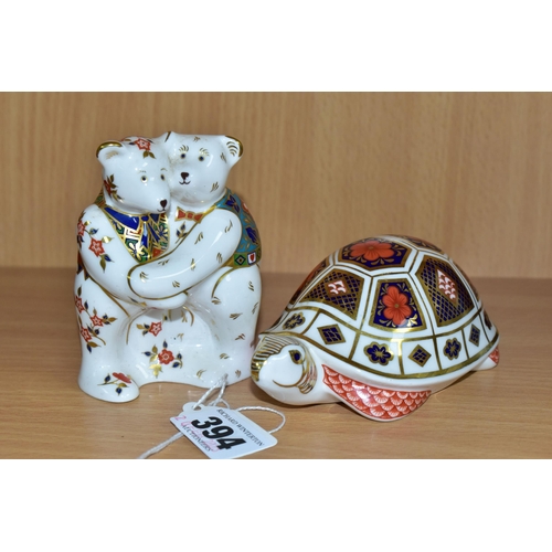 394 - TWO ROYAL CROWN DERBY PAPERWEIGHTS, comprising 'Turtle' date cypher 1986, no stopper, introduced 198... 