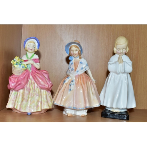 396 - SIX SMALL ROYAL DOULTON LADY FIGURINES, comprising 'Lily' HN1798, 'Valerie' HN2107, 'Cissie' HN1809,... 