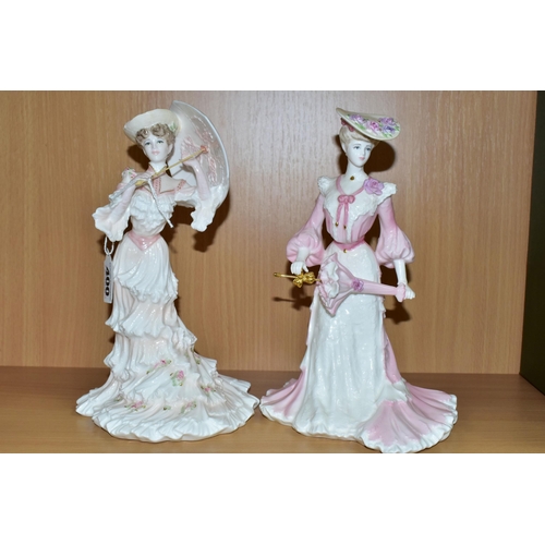 400 - TWO COALPORT LADY FIGURINES, comprising a limited edition from the Edwardians Collection 'A Meeting ... 