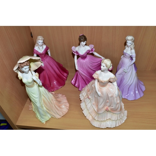 403 - FIVE COALPORT LADIES OF FASHION FIGURINES, comprising 'Belinda', 'Vicky', 'Julie', 'Alison', 'Louisa... 