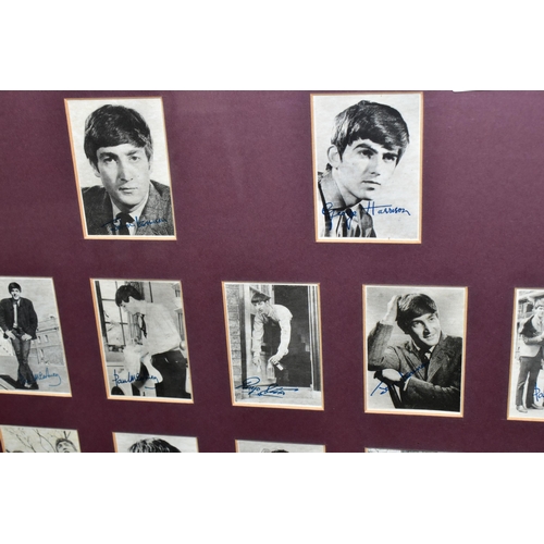 425 - A FRAMED SET OF SIXTY BEATLES BUBBLE GUM CARDS, some cards bear facsimile signatures, the cards have... 