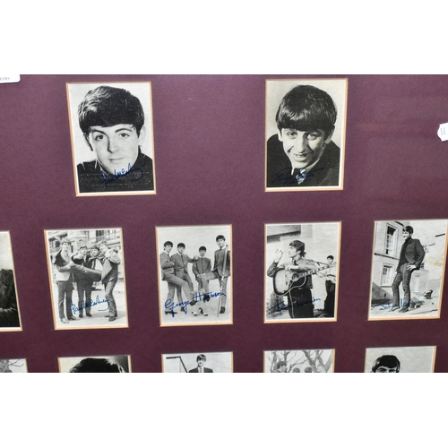 425 - A FRAMED SET OF SIXTY BEATLES BUBBLE GUM CARDS, some cards bear facsimile signatures, the cards have... 