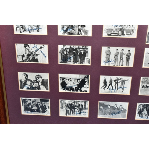 425 - A FRAMED SET OF SIXTY BEATLES BUBBLE GUM CARDS, some cards bear facsimile signatures, the cards have... 