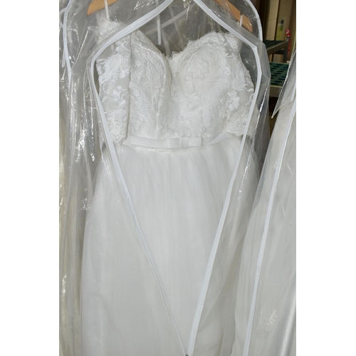 278 - FIFTEEN WEDDING DRESSES, retail stock clearance (some may have marks or very light damage) varying i... 