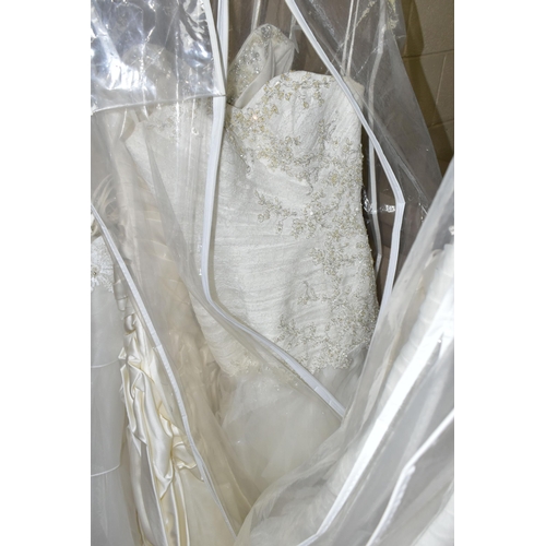 278 - FIFTEEN WEDDING DRESSES, retail stock clearance (some may have marks or very light damage) varying i... 