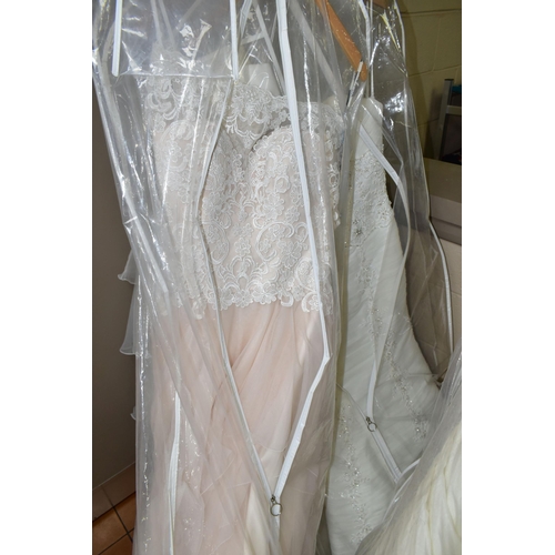 278 - FIFTEEN WEDDING DRESSES, retail stock clearance (some may have marks or very light damage) varying i... 