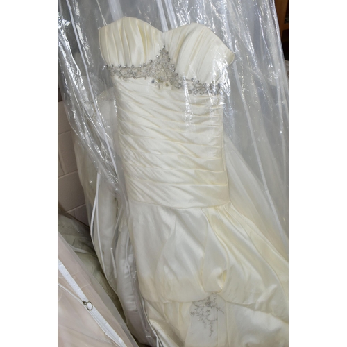 278 - FIFTEEN WEDDING DRESSES, retail stock clearance (some may have marks or very light damage) varying i... 