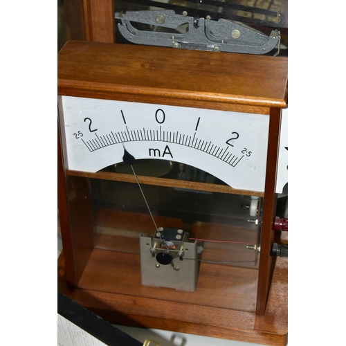 427 - TWO BOXES AND LOOSE SCIENTIFIC EQUIPMENT ETC, to include a Duorider balance scale in a wood and glas... 