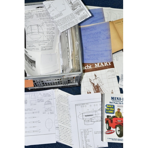 438 - One Crate of TECHNICAL DRAWINGS / PLANS of Yachts, Hovercraft, Boats and Aircraft, several reproduct... 