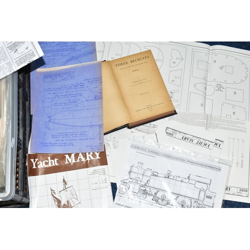 438 - One Crate of TECHNICAL DRAWINGS / PLANS of Yachts, Hovercraft, Boats and Aircraft, several reproduct... 