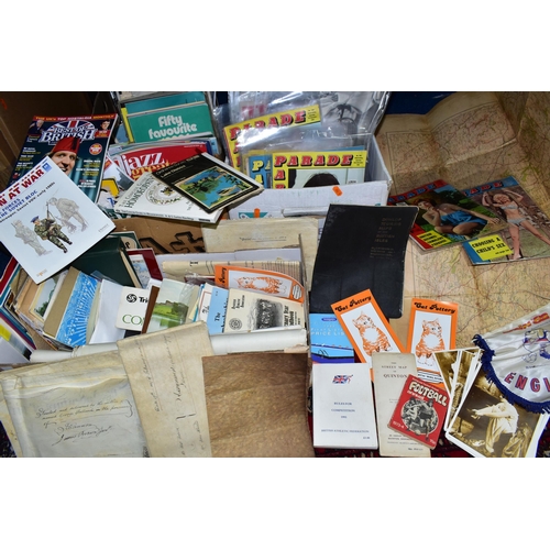 450 - FOUR BOXES OF EPHEMERA consisting of entertainment programmes, an FA Cup Final programme, travel gui... 