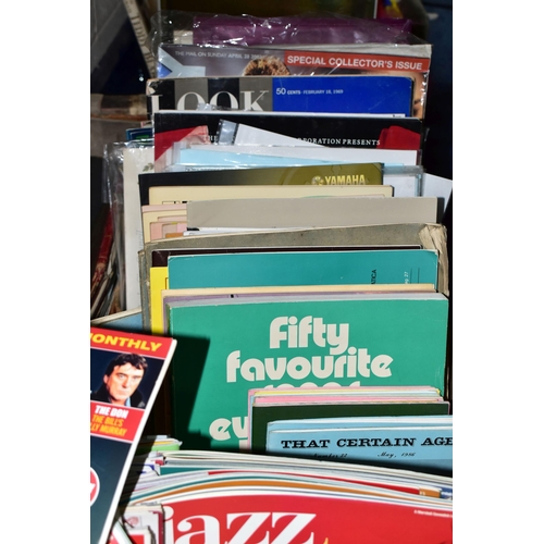 450 - FOUR BOXES OF EPHEMERA consisting of entertainment programmes, an FA Cup Final programme, travel gui... 