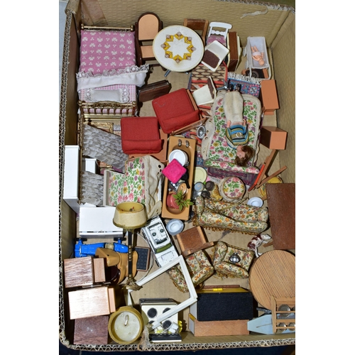 452 - A 1970'S STYLE DOLLS HOUSE WITH FURNITURE AND ACCESSORIES ETC, together with a diorama depicting a f... 