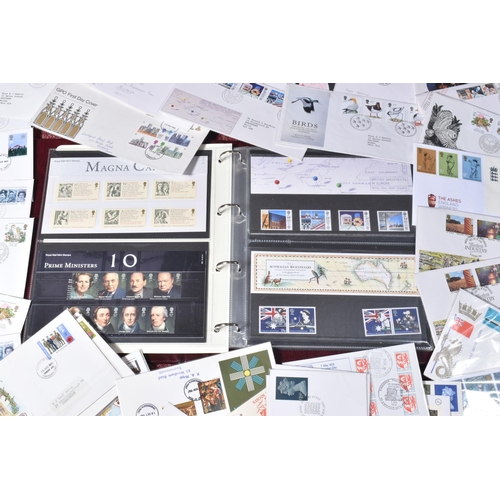 13 - SHOE BOX OF GB FDCS WITH ODD BETTER WITH REGISTERED NOTED ALSO AN ALBUM OF GB PRESENTATION PACKS TO ... 