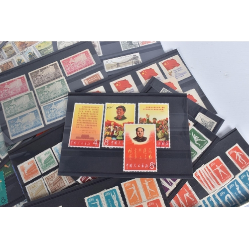 22 - SMALL BOX OF APPROX EIGHTY 3STRIP CARDS WITH STAMPS OF CHINA AND A FEW JAPAN, we note selection of c... 