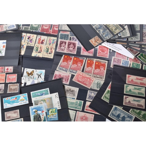 22 - SMALL BOX OF APPROX EIGHTY 3STRIP CARDS WITH STAMPS OF CHINA AND A FEW JAPAN, we note selection of c... 