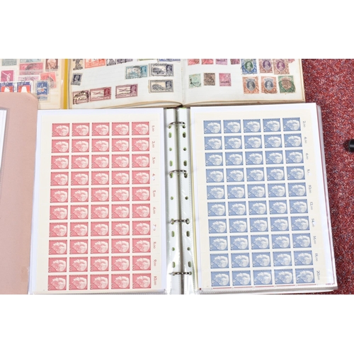 32 - YELLOW TUB WITH NINE ALBUMS AND THREE FOLDERS OF STAMPS, we noteJersey Booklets, Austria MNH, Iran c... 