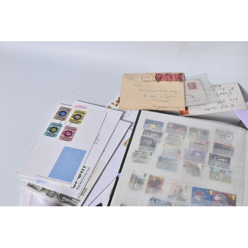 9 - BOX OF STAMPS IN TWO ALBUMS AND AS COVERS INC PENNY RED