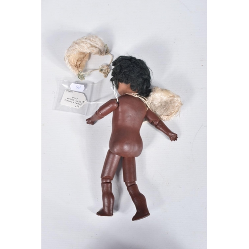 76 - A SIMON & HALBIG BROWN BISQUE DOLL, c.1890's, nape of neck marked '1079 Simon & Halbig' with some in... 