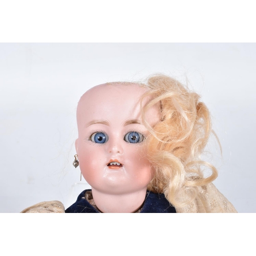 78 - A KAMMER & REINHARDT BISQUE HEAD DOLL, c.1900, sleeping blue glass eyes, wear to lids, open mouth sh... 