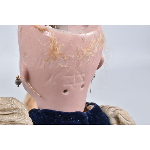 78 - A KAMMER & REINHARDT BISQUE HEAD DOLL, c.1900, sleeping blue glass eyes, wear to lids, open mouth sh... 