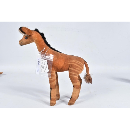 85 - A STEIFF VELVET OKAPI, c.mid 20th century, black glass eyes (one chipped),missing button and label f... 