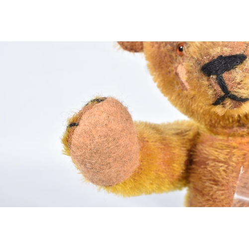 90 - AN AMERICAN ORANGE BRISTLE MOHAIR TEDDY BEAR, c.1914 - 1920, replacement glass eyes, horizontal stit... 