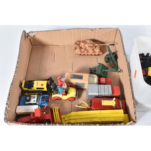 111 - A QUANTITY OF UNBOXED AND ASSORTED PLAYWORN DIECAST VEHICLES, to include Corgi Toys Hillman Hunter R... 