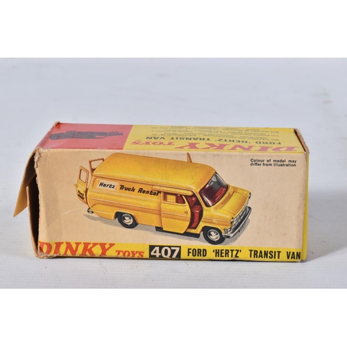 123 - TWO BOXED DINKY TOYS FORD TRANSIT VANS, No.407, both type 1 casting, promotional issues 'Kenwood Dom... 