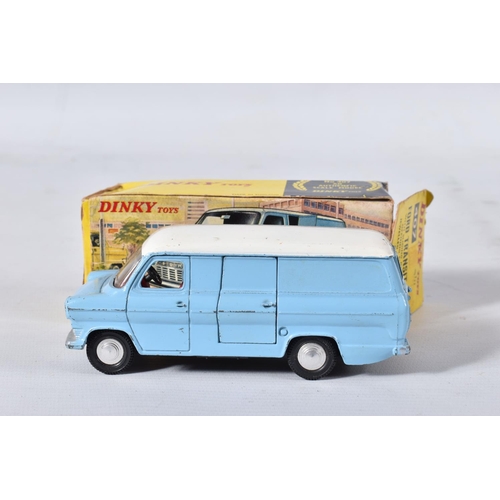 123 - TWO BOXED DINKY TOYS FORD TRANSIT VANS, No.407, both type 1 casting, promotional issues 'Kenwood Dom... 