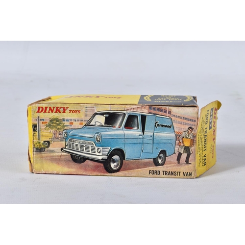 123 - TWO BOXED DINKY TOYS FORD TRANSIT VANS, No.407, both type 1 casting, promotional issues 'Kenwood Dom... 