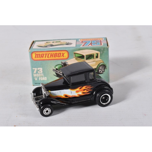 127 - A QUANTITY OF BOXED MATCHBOX SUPERFAST 1-75 SERIES DIECAST VEHICLES, to include a number of Ford car... 