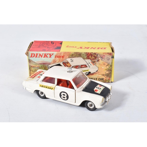 141 - FOUR BOXED DINKY TOYS FORD CAR MODELS, Mk1. Cortina, No.133 metallic gold and white, Kiv Zodiac, No.... 