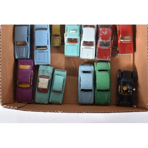 142 - A QUANTITY OF UNBOXED AND ASSORTED PLAYWORN DINKY TOYS FORD CARS, to include Gabriel's Model T (from... 