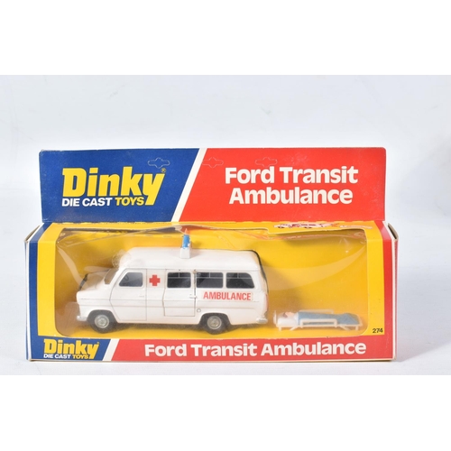 144 - FOUR BOXED LATER ISSUE DINKY TOYS FORD TRANSIT VANS, all are type 3 casting except No.276 (type 2), ... 