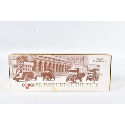 160 - A QUANTITY OF BOXED CORGI CLASSICS FORD MODEL T VANS AND TANKER MODELS, to include J. Lyons & Co. va... 