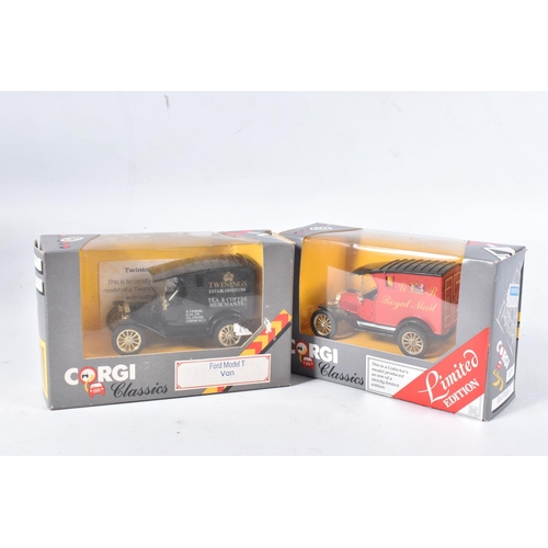 160 - A QUANTITY OF BOXED CORGI CLASSICS FORD MODEL T VANS AND TANKER MODELS, to include J. Lyons & Co. va... 