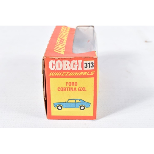 165 - A BOXED CORGI TOYS FORD CORTINA GXL, No.313, Whizzwheels, metallic bronze body with black roof, comp... 