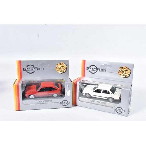 173 - A QUANTITY OF BOXED GAMA 1/43 SCALE DIECAST MODELS OF VAUXHALL AND OPEL CARS, all appear complete an... 