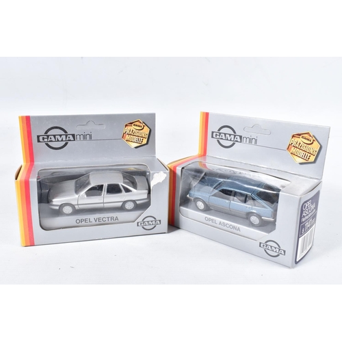 173 - A QUANTITY OF BOXED GAMA 1/43 SCALE DIECAST MODELS OF VAUXHALL AND OPEL CARS, all appear complete an... 