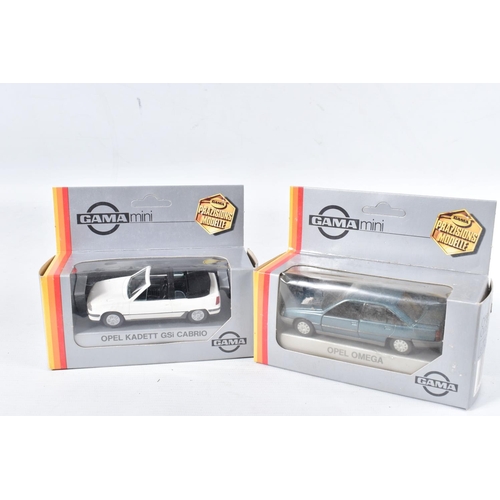 173 - A QUANTITY OF BOXED GAMA 1/43 SCALE DIECAST MODELS OF VAUXHALL AND OPEL CARS, all appear complete an... 