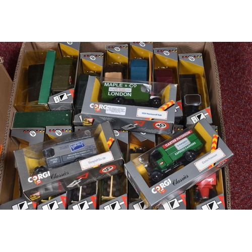 175 - A LARGE COLLECTION OF BOXED CORGI CLASSICS THORNYCROFT VAN, BREWERY DRAY AND BUS MODELS, this appear... 