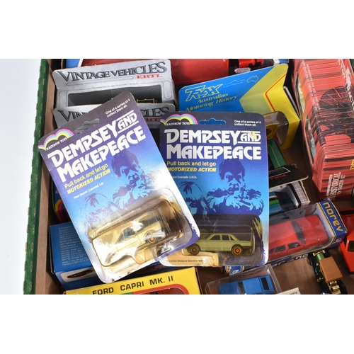 182 - A QUANTITY OF BOXED AND UNBOXED ASSORTED DIECAST VEHICLES, including a quantity of assorted Ford car... 