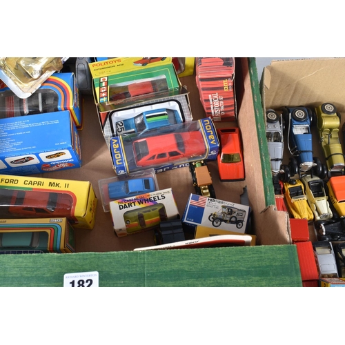 182 - A QUANTITY OF BOXED AND UNBOXED ASSORTED DIECAST VEHICLES, including a quantity of assorted Ford car... 